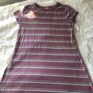 maroon stripped dress